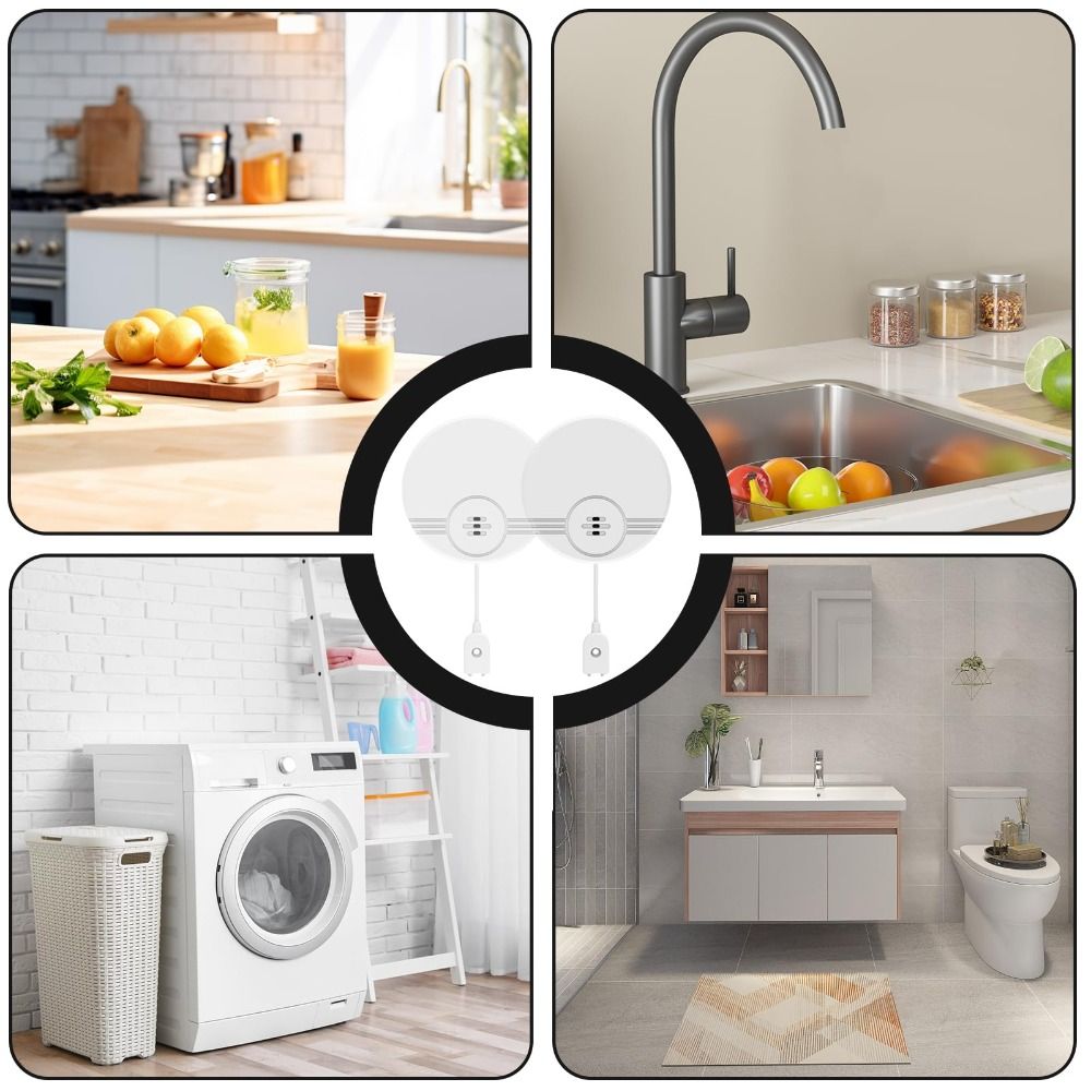 Water Alarm Sensor - Dual-Mode-Sensor Wasserleck-Alarm Wandmontage & Bodenkontakt Ultra-Lange