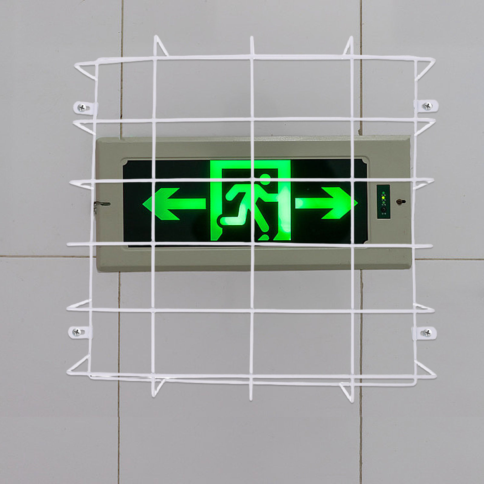 Emergency Exit Sign - Wandmontierter Stahlgitterkäfig für Notausgangsschilder, Notbeleuchtung, Schutzabdeckung,